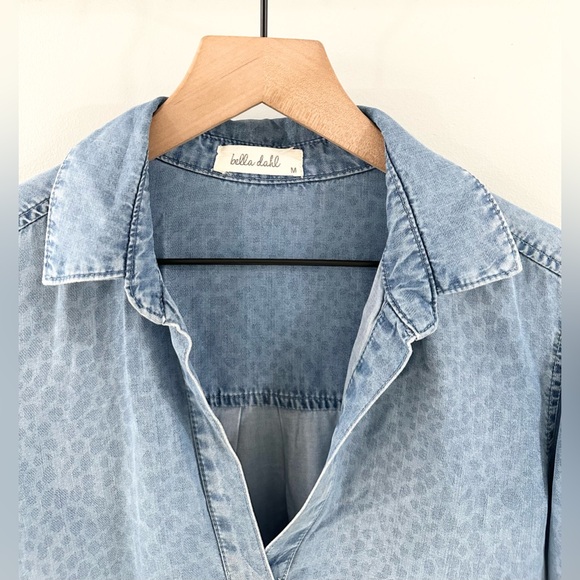 Bella Dahl Polka Dot Chambray Dress Size Medium - Picture 4 of 5